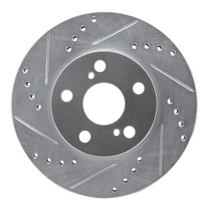 Toyota Prius Brake Rotor (1) - Front Left - R1 Concepts - Drilled & Slotted - Silver - `04-`09